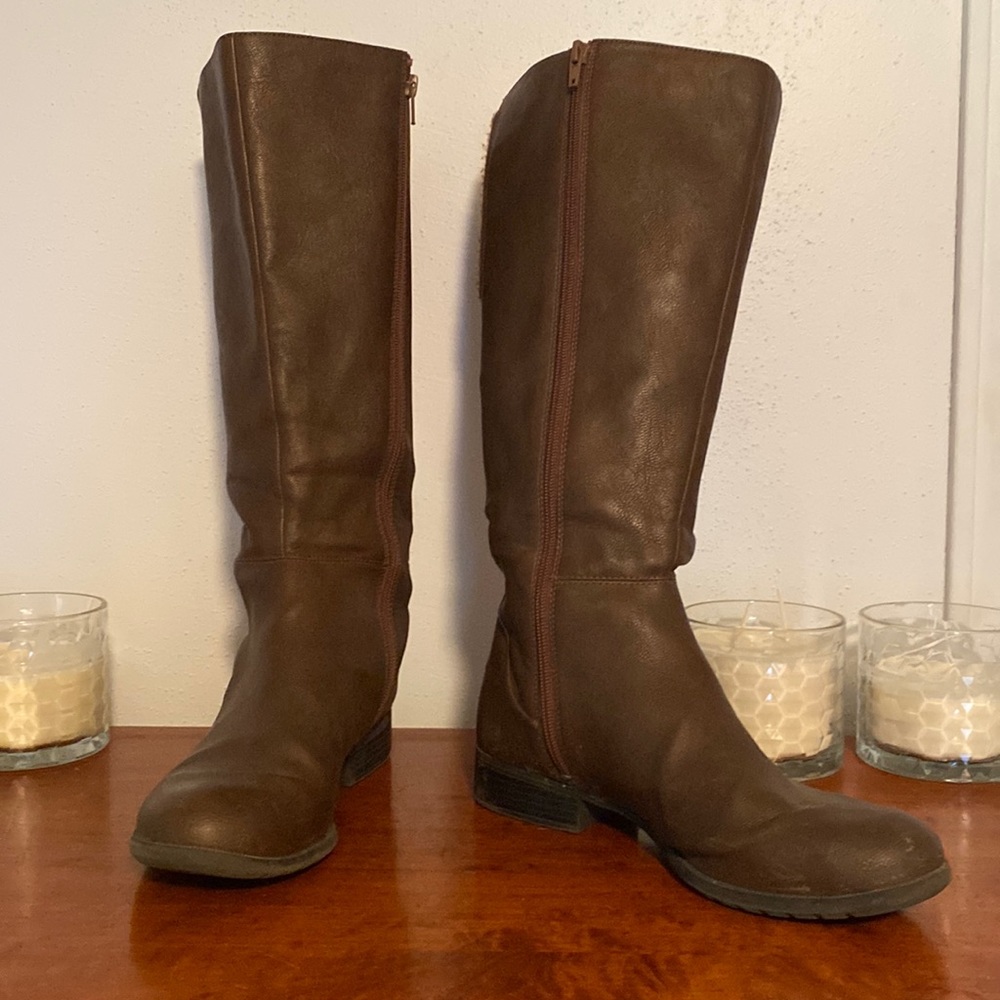 Brown knee length boots